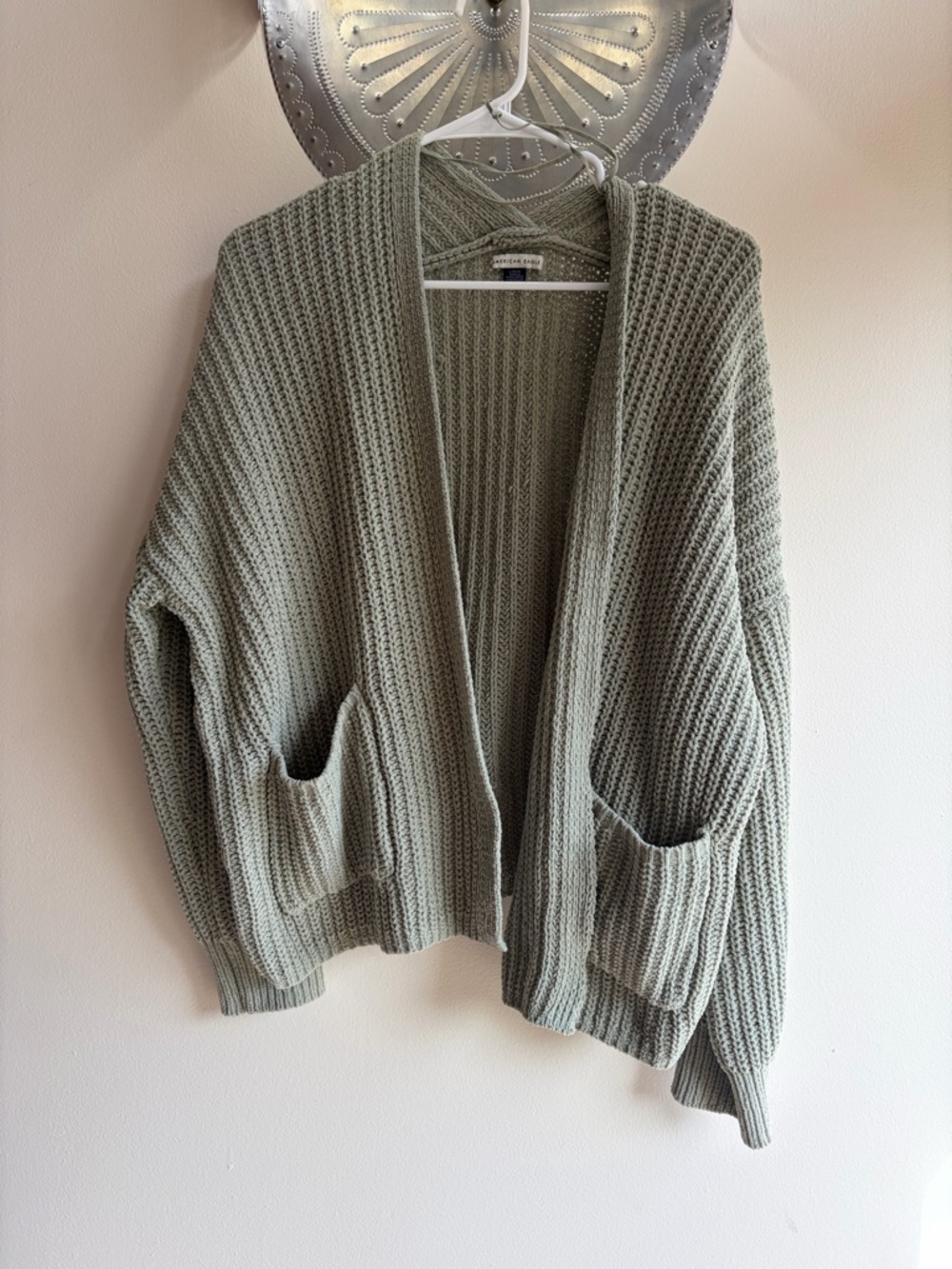American Eagle Olive Green Chunky Knit Cardigan